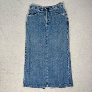 Vintage Lee‎ Casuals Denim Midi Maxi Womens Size 28 Waist Skirt Blue Jean Rodeo